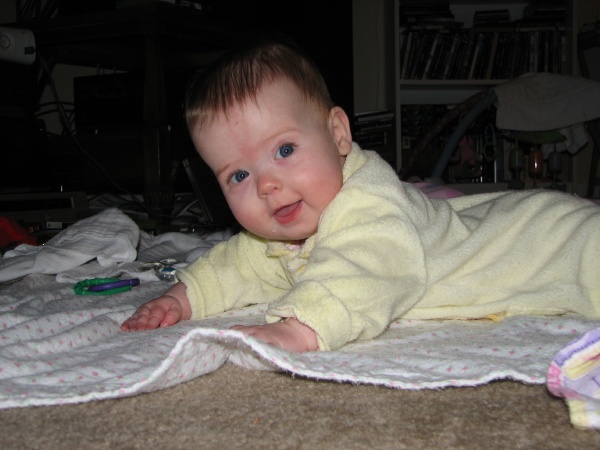 Carolyn enjoying some tummy time!